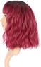 FAELBATY Pink Ombre Bob Wig With Bangs - Synthetic Cosplay Wig for Women - 12" Dark Red.