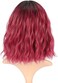 FAELBATY Pink Ombre Bob Wig With Bangs - Synthetic Cosplay Wig for Women - 12" Dark Red.