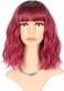 FAELBATY Pink Ombre Bob Wig With Bangs - Synthetic Cosplay Wig for Women - 12" Dark Red.