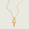 MEVECCO Gold Dainty Cross Necklace 18K Gold Plated CZ Turquoise Faith Pendant Necklace Minimalist Handmade Crucifix Chain Necklace Gift.