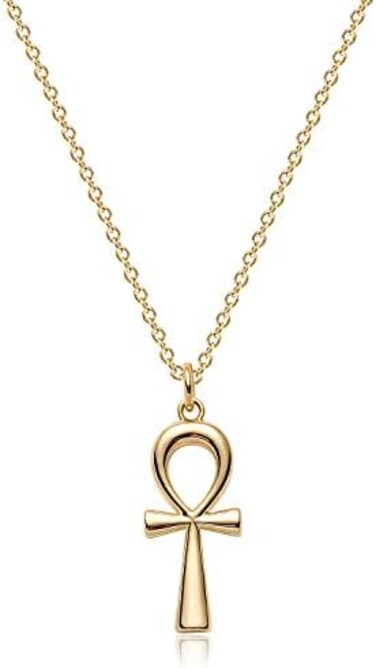 MEVECCO Gold Dainty Cross Necklace 18K Gold Plated CZ Turquoise Faith Pendant Necklace Minimalist Handmade Crucifix Chain Necklace Gift.