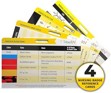 Tribe RN Badge Guru Medical Flash Cards - Lab Values Reference Cards for Nurses, Doctors, EMTs, Nursing Students and Med School Students (Lab Values.