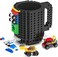 DAYMOO Build-on Bricks Coffee Mug, Funny Cups, Creative DIY Coffee Cups, Building Block Cup, Children, Gift Ideas for Men and Children, Black.