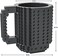 DAYMOO Build-on Bricks Coffee Mug, Funny Cups, Creative DIY Coffee Cups, Building Block Cup, Children, Gift Ideas for Men and Children, Black.