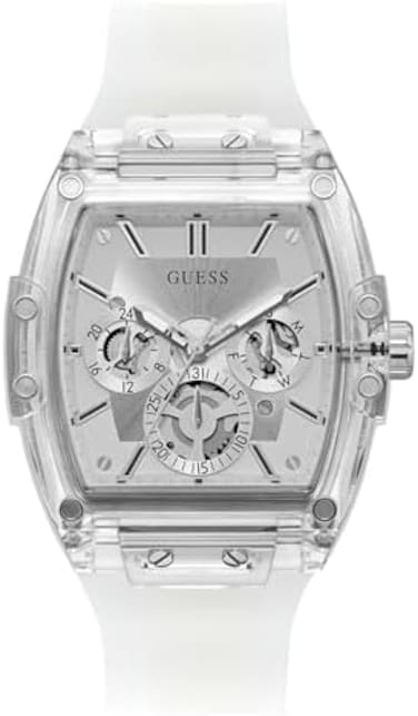 ساعة GUESS الرجالية العصرية ذات التصميم الكاجوال، بنمط البرميل المرصع بالألماس، مقاس 43 مم.