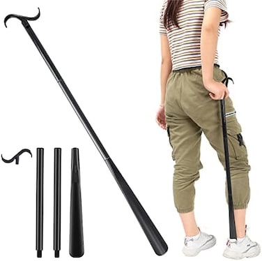 JJDPARTS 35" Long Dressing Stick with Shoe Horn with Sock Removal Tool, Adjustable Extended Dressing Aids for Shoes, Socks, Shirts and Pants.