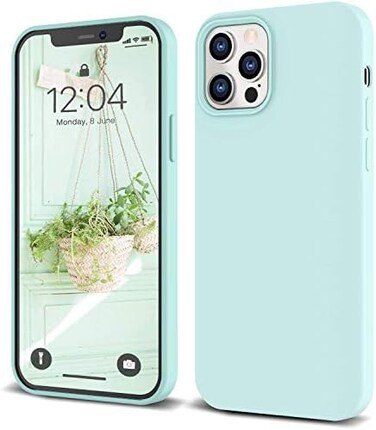 IceSword iPhone 12 Case and iPhone 12 Pro Case 6. 1&rdquo; (2020Mint Green, Thin Liquid Silicone, Silk Microfiber Cloth, Matte Pure Mint Green, Gel Rubber Full Body, Protective Shockproof 6. 1" - Mint Green