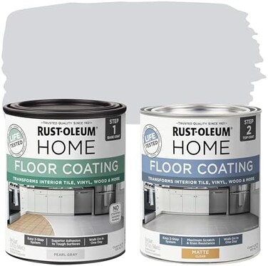 طقم طلاء أرضيات داخلية للمنزل من Rust-Oleum 367593، لون رمادي لؤلؤي مطفي.