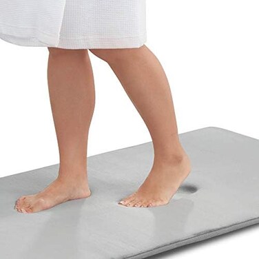 Genteele Memory Foam Bath Mat Non Slip Absorbent Super Cozy Velvet Bathroom Rug Carpet (17 inches X 24 inches, Silver.