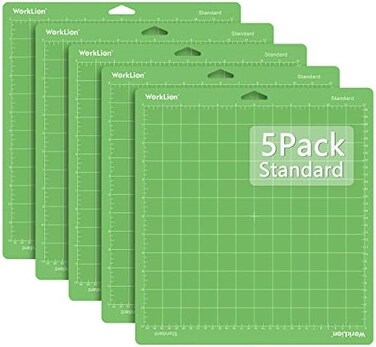 حصيرة القطع WORKLION StandardGrip لـ Cricut: (12x12 بوصة، 5 حصائر) Cricut Explore One/Air/Air 2/Maker Standard لاصقة مانعة للانزلاق متينة حصيرة حرفية - ملحقات بديلة لـ Cricut.