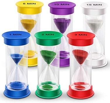EMDMAK Sand Timer, Acrylic Hourglass Timer Colorful Sandglass Timer 1 min/2 mins/3 mins/5 mins/10 mins/15 mins Sand Clock for Games Classroom Home Office(Large.