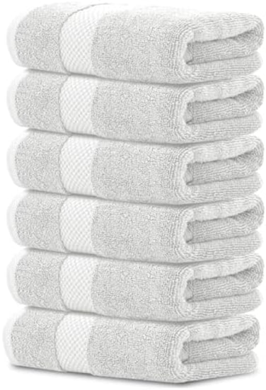White Classic Luxury Hand TowelsCotton Hotel spa Bathroom Towel16x306 PackSilver&hellip;.