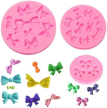 pengxiaomei 3 Pack Bows Silicone Mould, Bow Fondant Sugar Mould Craft Molds for Birthday Wedding Party DIY Cake Decorating Mold.