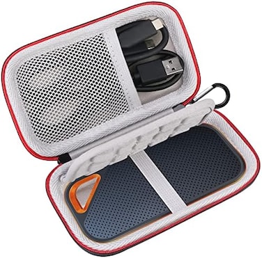 حقيبة حمل صلبة من Lacdo لمحرك الأقراص الصلبة الخارجي المحمول SanDisk Extreme Pro/SanDisk Extreme بسعة 500 جيجابايت و1 تيرابايت و2 تيرابايت و4 تيرابايت بمنفذ USB-C، مصنوعة من مادة EVA المقاومة للصدمات