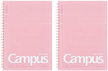 Kokuyo S-S131BT-PX2SET Campus Soft Ring Notebook, Dot Ruled, 50 Sheets, A5, Pink, Set of 2 (ｽ-S131BT-PX2SET.