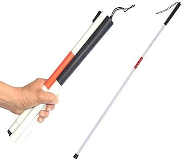 LAMOTIE Aluminum Folding Walking Cane Stick Reflective Red for The Blind or Visually Impaired Blind Cane Folds in 4 Sections.