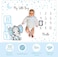 Amity Baby Monthly Milestone Blanket Boy - Premium Extra Soft Fleece Blanket for Shower - Newborn Month Milestone Blanket for Boy Nursery Decor - Capture Growth - with Bib2 Frames.