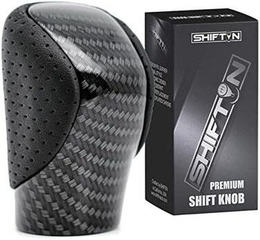 مقبض ناقل الحركة SHIFTIN لسيارات لكزس ES GS GX و NX RC RX 200t 300 350 3450h 450hL 350L (جلد أسود مثقوب / نمط كربوني).