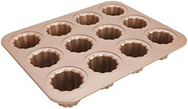 iToids 12 Cups Canele Mold Cake Pan, Non-Stick Baking Pan for Oven, Carbon Steel Bakeware Tools, French Pastry Molds, Muffin Cupcake Pan (12-Cavity.
