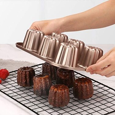 iToids Canele Mold Cake Pan, Non-Stick Baking Pan for Oven, Carbon Steel Molds Bakeware Tools, French Pastry Muffin Cake Mould (6-Cavity.
