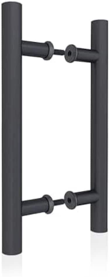 JUBEST 12" Push Pull Barn Door Handle, Double Side H Shape Sliding Door Handles, Heavy Duty Swing Door Handle, Flat Black.