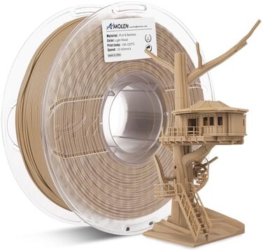 AMOLEN Wood Bamboo 3D Printer Filament, PLA Filament 1. 75mm 20% Real Bamboo Fiber, 1kg/2. 2lbs.