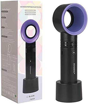 Fenshine Portable USB Rechargeable Mini Fan Dryer Bladeless Handheld Fan for Eyelash Extension, Air Conditioning Blower for Essential Eyelash Extension Supplies (Black.