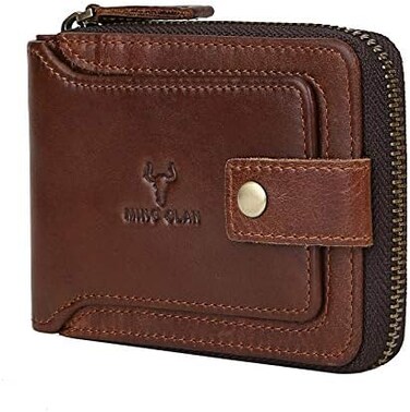 MING CLAN Zipper Wallet Men RFID Blocking Leather Bifold Wallets For Men - Flap ID Window Zip Coin Pocket Mens Zipper Wallets - Big Capacity.