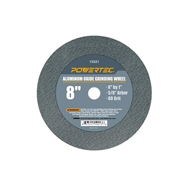by 
		 POWERTEC POWERTEC 15521 Aluminum Oxide Grinding Wheel, 8" x 1", 5/8" Arbor, 80 Grit.