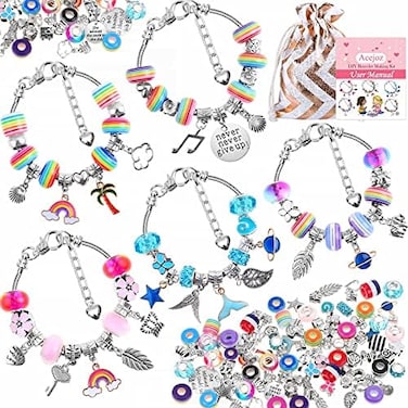 Acejoz 85 Pcs Charm Bracelet Making Kit, DIY Charm Bracelets Beads for Adults and Beginner Jewelry Making Kit.