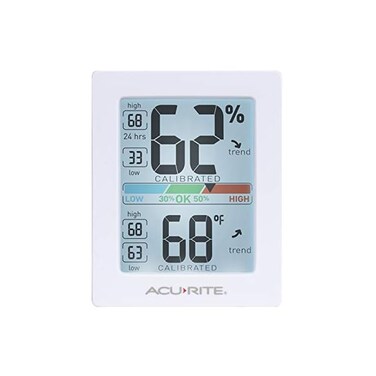 مقياس الرطوبة والحرارة AcuRite Pro مع إضاءة خلفية تعمل باللمس، أبيض.