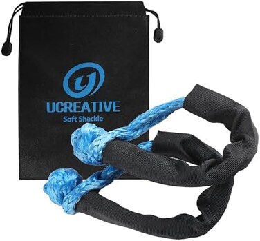 Ucreative Oeream Synthetic Soft Shackle 1/2 Inch x 22 Inch (43,000lbs Breaking Strongwith Extra Sleeves 2-Pack (Blue.
