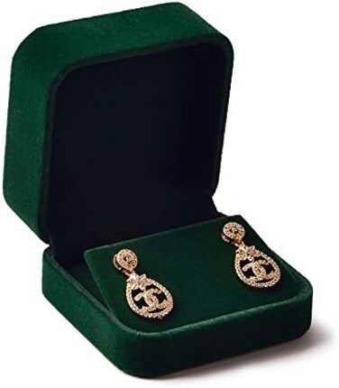 Oirlv Velvet Earring Gift Box Small Earring Storage Case (Green.