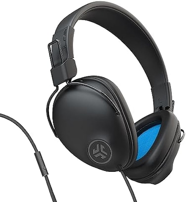 JLab Studio Pro Over Ear Headphones Wired - Tangle Free Wire - Ultra-Plush Faux Leather Foldable Headphones with Cloud Foam Cushions - 40mm Neodymium Drivers with C3 Sound, Black.