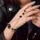 Yalice Rhinestone Finger Bracelet Ring Black Crystal Hand Chains Flower Slave Finger Chain Fashion Charm Hand Jewelry for Women.