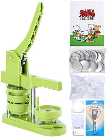 Happizza Button Maker Machine (3rd GenInstallation-Free, 58mm (2. 25inDIY Pin Badge Button Maker Press Machine Badge Punch Press with Free 100pcs Button PartsPicturesCircle CutterMagic Book.