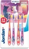 Jordan*Step 3 Toothbrush for ChildrenToothbrush for Children 6-9 YearsSoft Bristles, Double Ergonomic Handle and BPA FreePink and Blue ColourPack of 4.