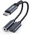Xumee USB Type C to 3. 5mm Headphone and Charger Adapter, 2-in-1 USB C to Aux Audio Jack Hi-Res DAC and Fast Charging Dongle Cable Compatible with iPhone 15 Pro Max,Galaxy S24 S23 Ultra S22 S21 (Grey.