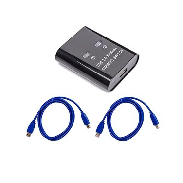 PRECIS Printer Sharing Switch, Manual Switcher Adapter, 2 Computer Share 1 Printer Scanner USB Device Hub with 2 Pack Male Cables.
