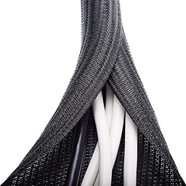 ZhiYo 6. 6ft - 1 inch Cable Sleeve, Cord Wrap Wire Protector Tubing for Pets, PC Cable Wrap, Computer Cable Management Sleeve - Black.