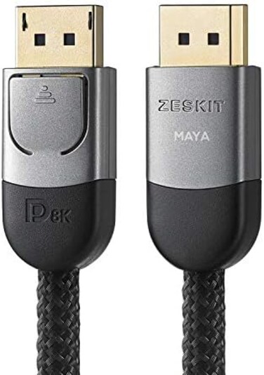 Zeskit Maya Certified DP 1. 4 Cable, 4K 120Hz 8K 60Hz 1440p 144Hz 240Hz HDR 32. 4Gpbs HBR3 (6. 5ft, Braided Jacket.