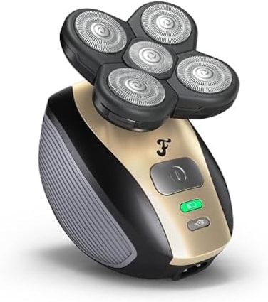 Freebird The FlexSeries Electric Head Hair Shaver - - Ultimate Mens Cordless Rechargeable Wet/Dry SkullBald Head Waterproof Razor with Rotary Blades, Clippers, Nose Trimmer, Brush, Massager.