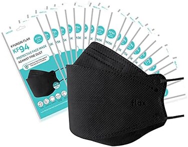 KN FLAX [40Packs] KF94 - Face Protective Mask for Adult (Black[Made in Korea] [40 Individually Packaged] Premium KF94 Certified Face Safety Black Dust Mask for Adult [English Packing].