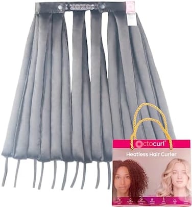 Octocurl: Soft No Heat Hair Curlers for Overnight (Long Hair, Satin - It&rsquo;s Pitch Black.