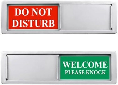 SXKRHW Do Not Disturb Sign, Privacy Sign, Please Knock Sign for Home Office Restroom Conference Bathroom Hospital, Non-Scratch Strong Magnetic Sliding Door Indicator Signs Works on All Doors (silver.
