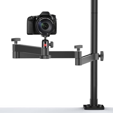 JUSMO Camera Mount with Flexible Articulated Arm with 360 Rotatable Ball Head, Aluminum Desk Mounting Stand.