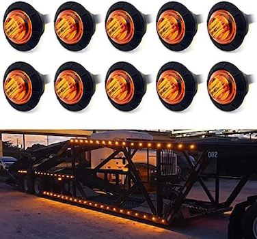 KEING Mini Small Round 3/4 Inch 12V Amber LED Button Clearance Lamp Universal Side Marker Indicator Lights Waterproof Marine Truck Trailer Bus ATV RV Lorry Van Caravan.