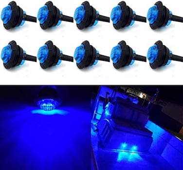 KEING 10 Pack Waterproof Marine Boat LED Lights, LED Underwater Lighting, Utility Led Interior Lights Navigation Lights Deck Courtesy Lights 12V for Yacht Boat Fishing Pontoon Sailboat Kayak (Blue.