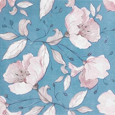 Zelten Colored Paper Napkins (Blue Flowers.