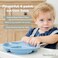 WeeSprout Suction Plates with Lids for BabiesToddlers100% SiliconePlates Stay Put with Suction FeatureDivided DesignMicrowaveDishwasher Safe3 Pack.